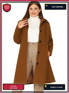 Plus Size Single Breasted Belted Longline Winter Coat